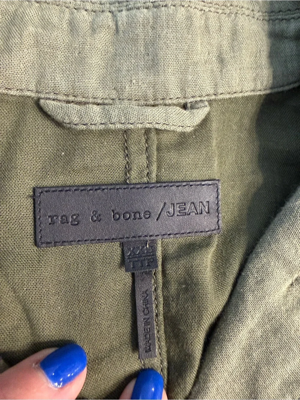 Rag & Bone Lorenz Army Green Belted Utility Field Jacket Size xxs 100% cotton